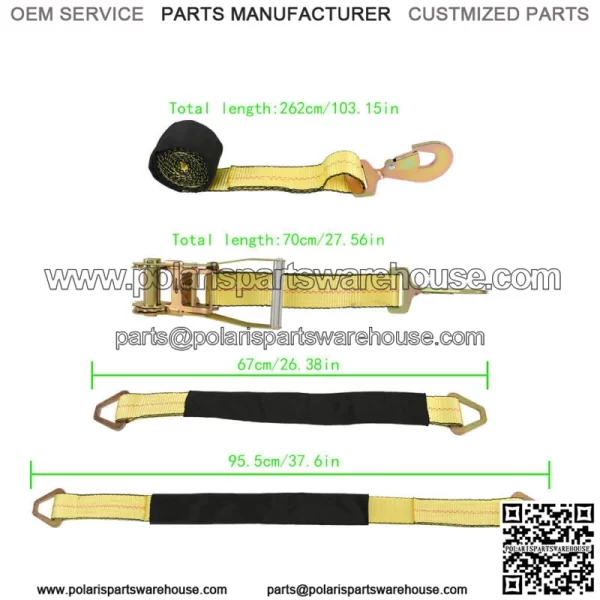Car Tie Down Straps for Trailers with Snap Hooks, Ratchet Car Straps Yellow New - Image 4