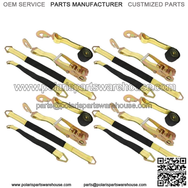 Car Tie Down Straps for Trailers with Snap Hooks, Ratchet Car Straps Yellow New - Image 5