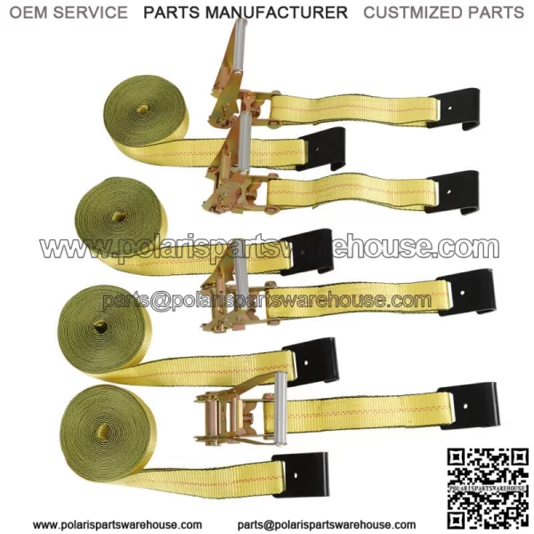 Flat Hook Ratchet Straps Heavy Duty Lashing Straps For Flatbed, Truck Yellow - Image 3