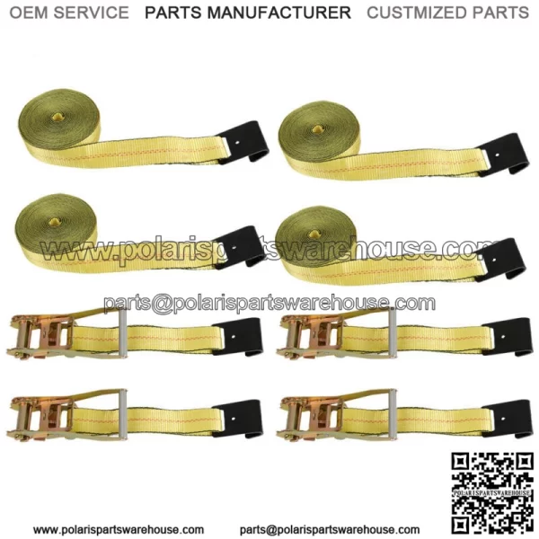 Flat Hook Ratchet Straps Heavy Duty Lashing Straps For Flatbed, Truck Yellow - Image 4