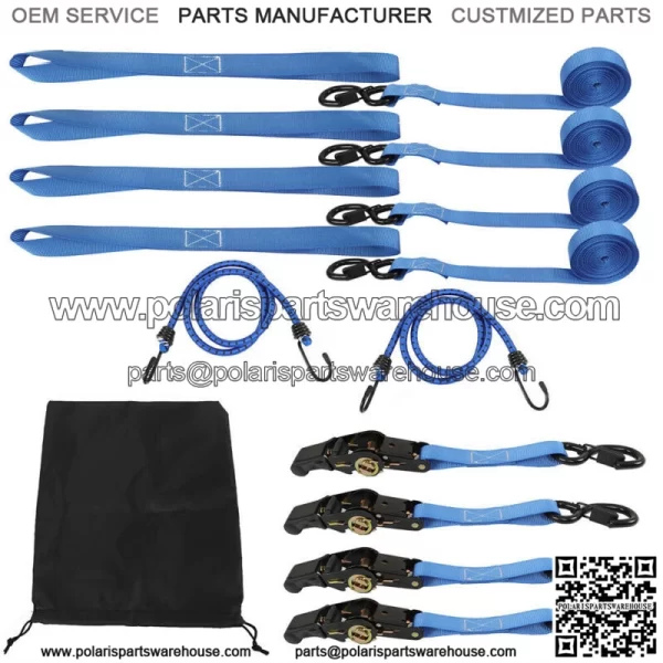 7pcs Ratchet Tie Down Straps ?C4 PK?C 15 FT ?C 2,200 LB Break Strength Blue - Image 2