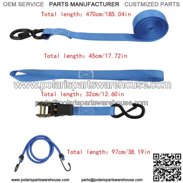 7pcs Ratchet Tie Down Straps ?C4 PK?C 15 FT ?C 2,200 LB Break Strength Blue - Image 3