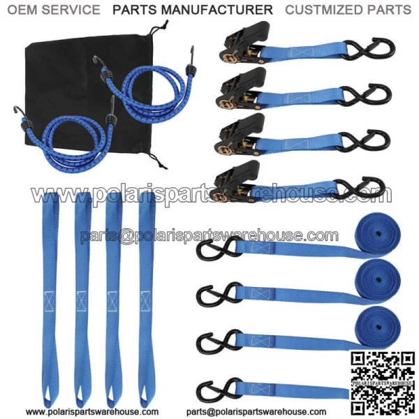 7pcs Ratchet Tie Down Straps ?C4 PK?C 15 FT ?C 2,200 LB Break Strength Blue - Image 5