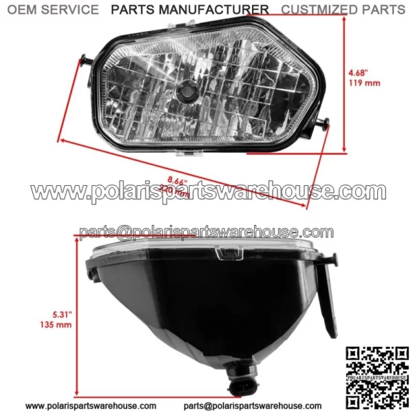 Front Left Headlight w/Bulb for Polaris Sportsman 570 X2 2015-2021/ 850 X2 2011 For: Polaris Sportsman 800 - Image 2