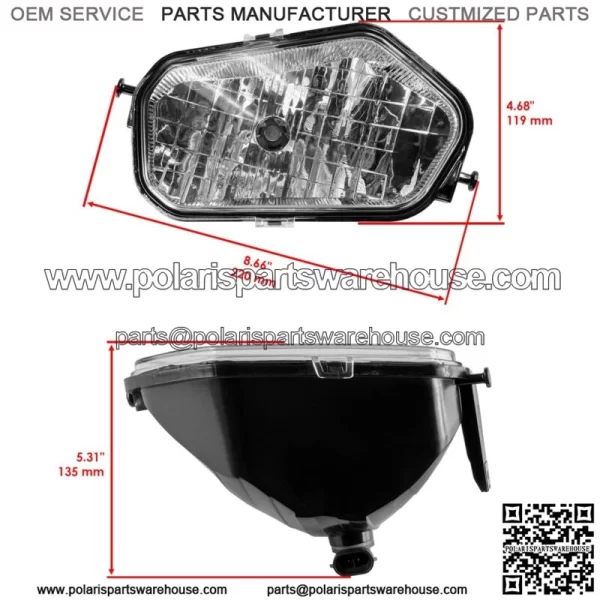 Front Left Headlight w/Bulb for Polaris Sportsman 850 Touring 2020-2022 For: Polaris Sportsman 570 - Image 2