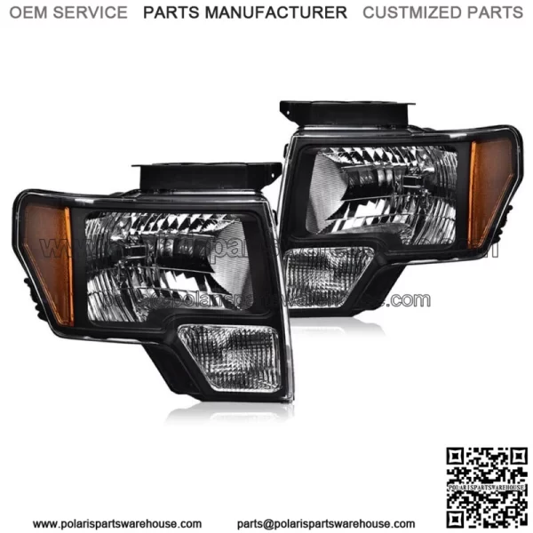 Black Headlights Lamps Left & Right Fit For 2009-2014 Ford F150 F150 Pickup (For: Ford F-150)