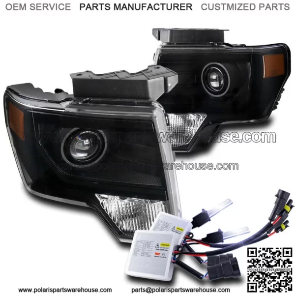 FOR 09-14 FORD F-150 BLACK PROJECTOR HEADLIGHT LAMP W/10K HID KIT FACTORY STYLE (For: Ford F-150)