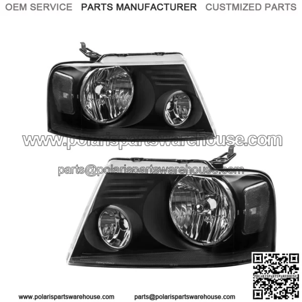 Black Housing For 2004-2008 Ford F-150 F150 Headlights Assembly Pair Lamps (For: Ford F-150)