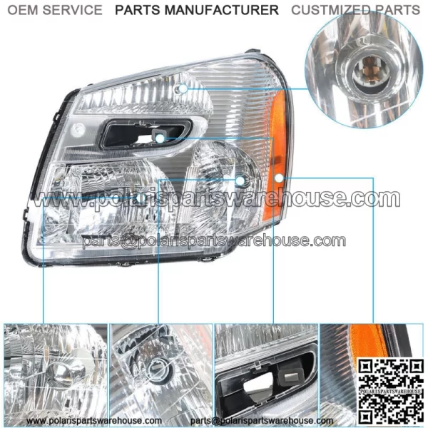 Left For 2005-2009 Chevy Equinox Halogen Headlight Assembly Chrome Housing Clear - Image 4