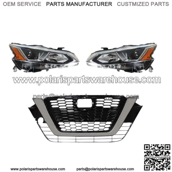 For 2019-2020 Nissan Altima Left Right Halogen Headlight+Front Grille Assembly - Image 2