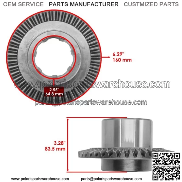 Front Differential Ring & Pinion For Polaris 3235175 3235387 3233944 - Image 2