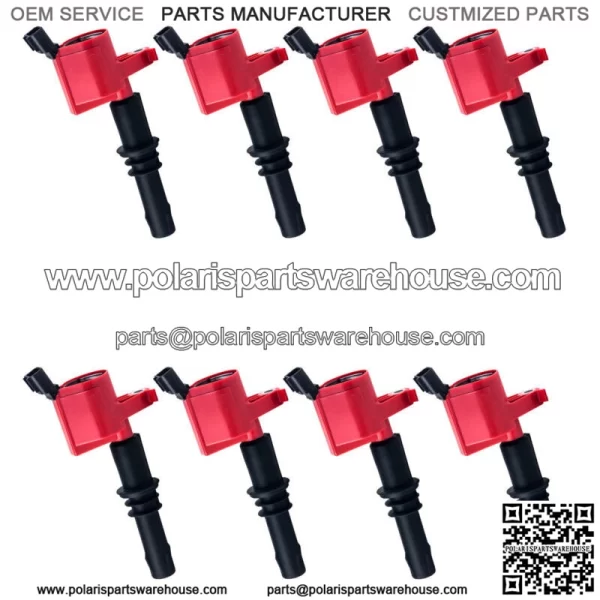 8pc High Performance Red Ignition Coils and Motorcraft Spark Plug For Ford F-150 (For: Ford F-150)
