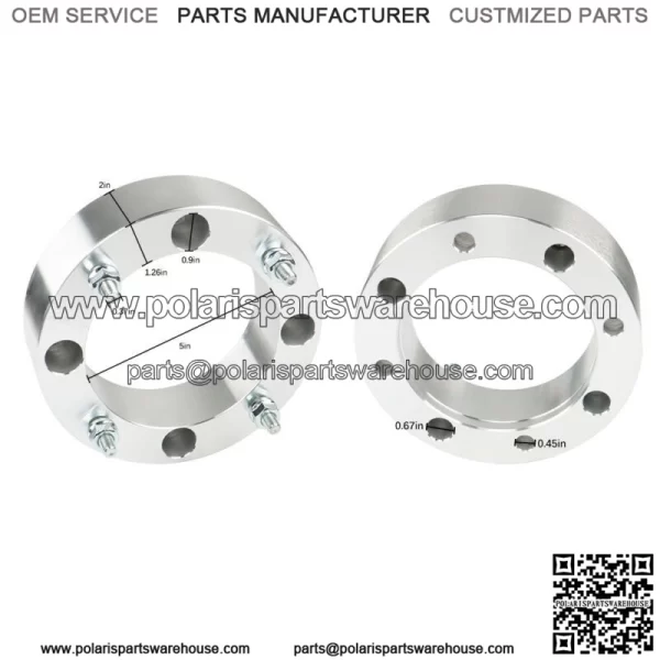 4X Wheel Spacers 4x156 2" 131mm 3/8"-24 For Polaris Sportsman Silver - Image 4