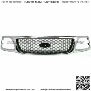 New Fits 1999-2003 Ford F-150 F-250 Grille Honeycomb Chrome Shell Black Insert (For: Ford F-150)