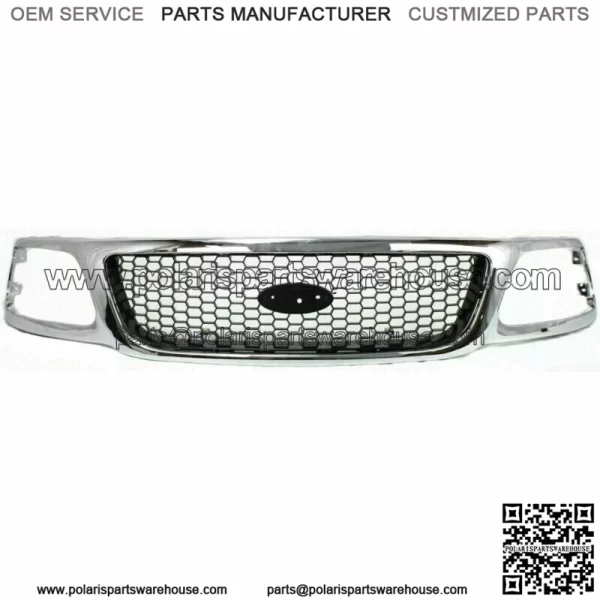 New Fits 1999-2003 Ford F-150 F-250 Grille Honeycomb Chrome Shell Black Insert (For: Ford F-150)