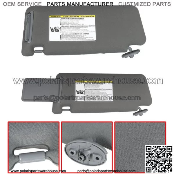 For 2005-2015 Toyota Tacoma Sun Visor Left Driver With Right Passenger Side Gray - Image 4