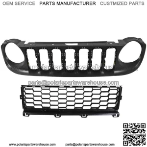 Replacement Black Bumper Upper & Lower Grille Grill For 2015-2019 Jeep Renegade