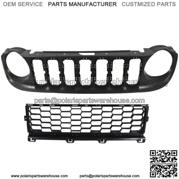 Replacement Black Bumper Upper & Lower Grille Grill For 2015-2019 Jeep Renegade