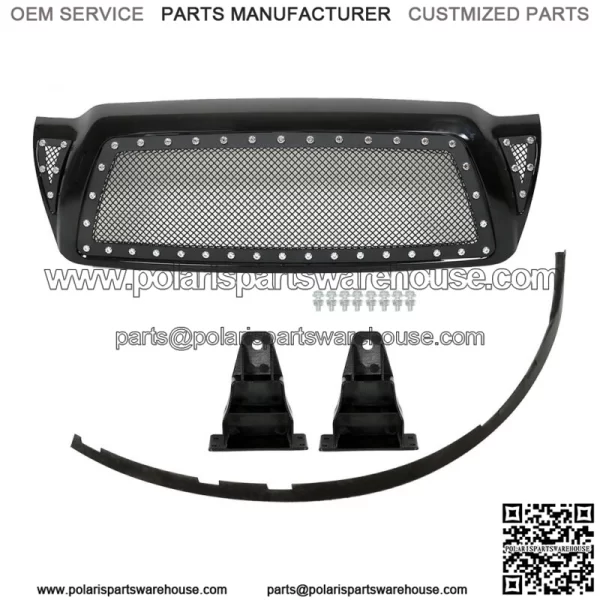 For 2005-2011 Toyota Tacoma Pickup Rivet Mesh Black Upper Main Grille TO1200279