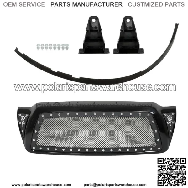 For 2005-2011 Toyota Tacoma Pickup Rivet Mesh Black Upper Main Grille TO1200279 - Image 2