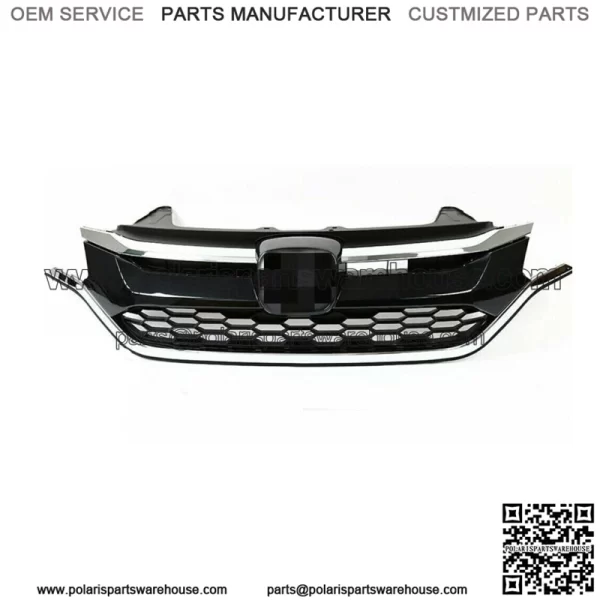For Honda CRV 2015 2016 Front Bumper Upper and Lower Grille Set Black+Chrome