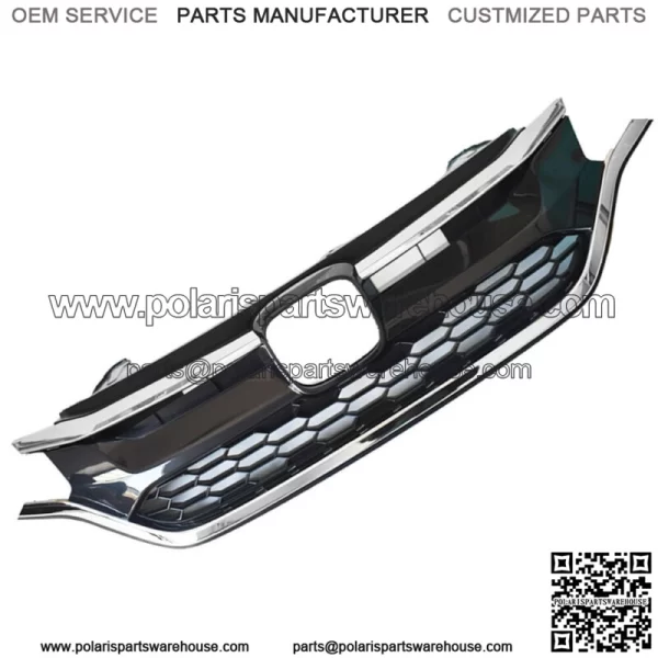 For Honda CRV 2015 2016 Front Bumper Upper and Lower Grille Set Black+Chrome - Image 3