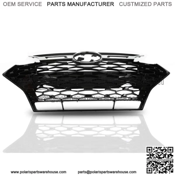 Front Upper Grille Fit For 2019-2020 Hyundai Elantra Sport Sedan Gloss Black