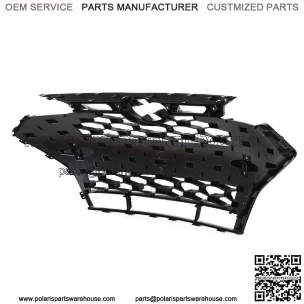 Front Upper Grille Fit For 2019-2020 Hyundai Elantra Sport Sedan Gloss Black - Image 2