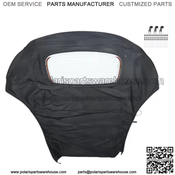 Convertible Soft Top with Glass Window For 2003-2010 Volkswagen Beetle Black - Image 3