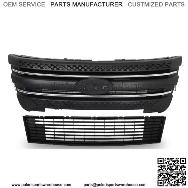 For Ford Explorer 2011 2012 2013-2015 Front Bumper Upper+Lower Grille Assembly