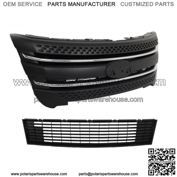 For Ford Explorer 2011 2012 2013-2015 Front Bumper Upper+Lower Grille Assembly - Image 2