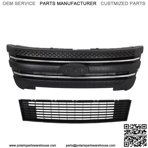 For Ford Explorer 2011 2012 2013-2015 Front Bumper Upper+Lower Grille Assembly - Image 3