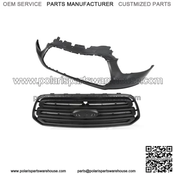 Front Bumper Upper Cover+Grille Black For 2015-2019 Ford Transit 150 250 350