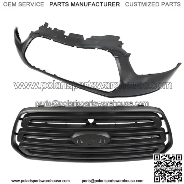 Front Bumper Upper Cover+Grille Black For 2015-2019 Ford Transit 150 250 350 - Image 2