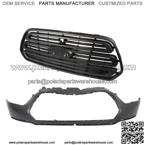 Front Bumper Upper Cover+Grille Black For 2015-2019 Ford Transit 150 250 350 - Image 3