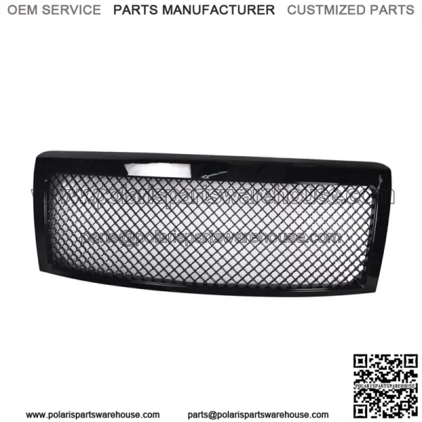 Front Bumper Center Upper Grille For 2009-2014 Ford F-150 Glossy Black - Image 2