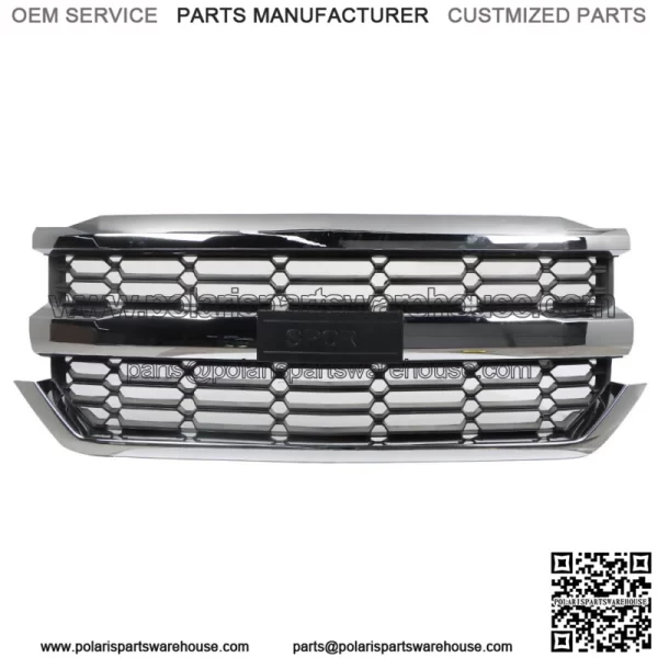 Front Upper Grille For Chevy Silverado 1500 2016 2017 2018 2019 Chrome 84602489 - Image 2