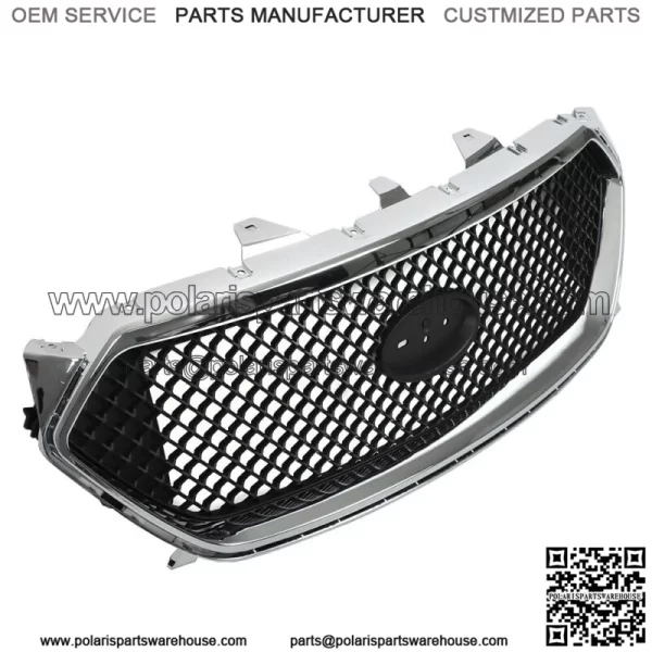 For 2013-2018 Ford Taur SHO Front Upper Grille Matte Black W/Chrome Trim - Image 2