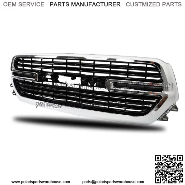 Front Chrome Grille Grill Assembly For 2019-2022 Dodge Ram1500 Black Trim