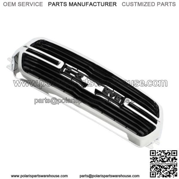 Front Chrome Grille Grill Assembly For 2019-2022 Dodge Ram1500 Black Trim - Image 2