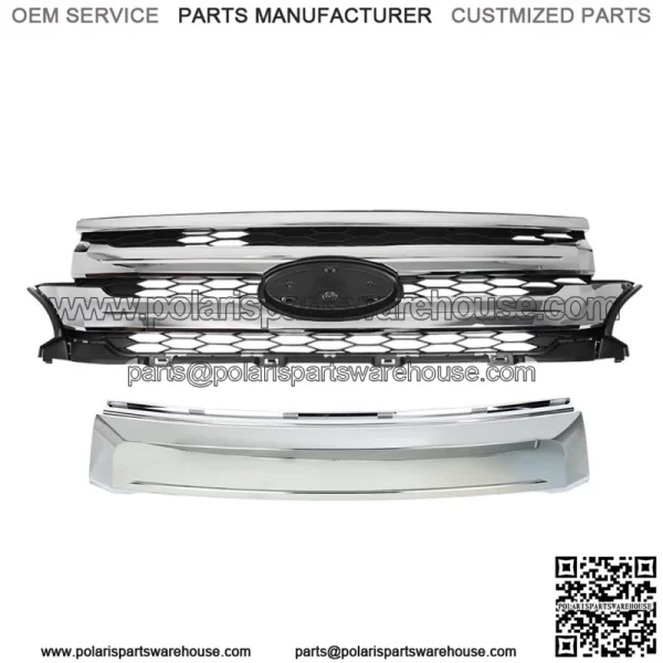 For 2011-2014 Ford Edge Front Upper Grille Mounting & Trim Molding Chrome Black - Image 2