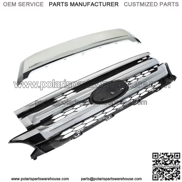 For 2011-2014 Ford Edge Front Upper Grille Mounting & Trim Molding Chrome Black - Image 3