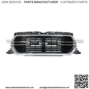 Front Upper Grille For 2019-2022 Ram 1500 Chrome+Black Trim w/Grille Base