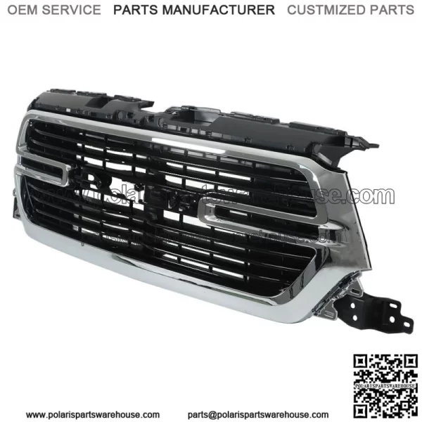 Front Upper Grille For 2019-2022 Ram 1500 Chrome+Black Trim w/Grille Base - Image 3