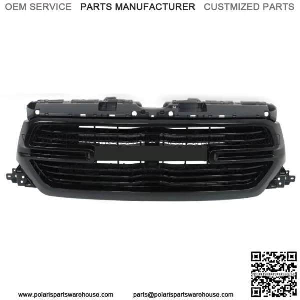 Front Upper Grille Assembly For 2019-2022 Ram 1500 Black Plastic 6BT01TRMAF