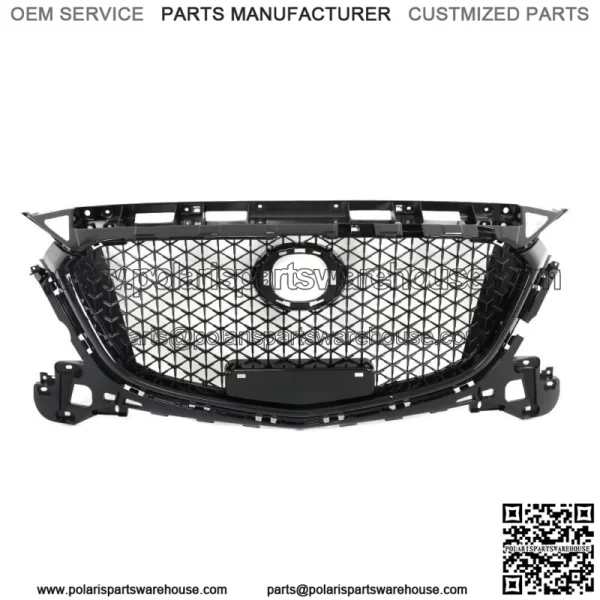 For 2017 2018 Mazda 3 Axela Front Bumper Upper Grille Honeycomb Grill Black - Image 2