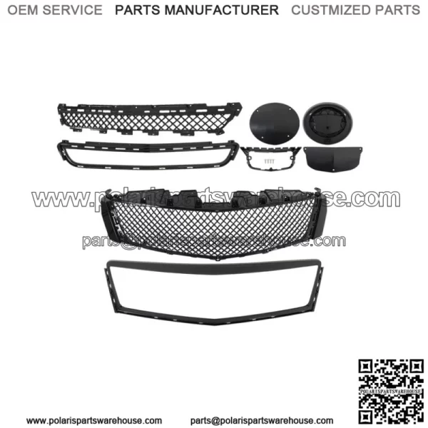 Front Upper Grill + Lower Grille + Outer Frame For 2013-2017 Cadillac XTS