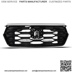 For Honda Pilot 2023 2024 Front Upper Grille Gloss Black Plastic+Chrome Trim
