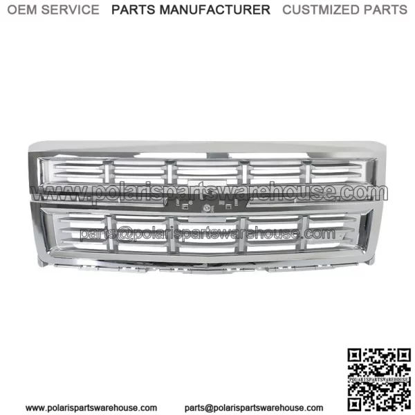 Front Bumper Upper Grille Chrome For 2014-2015 Chevrolet Silverado 1500 - Image 2