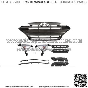 For Hyundai Elantra 2019-2020 Front Grille+Fog Lights Bracket Molding Set 9pcs